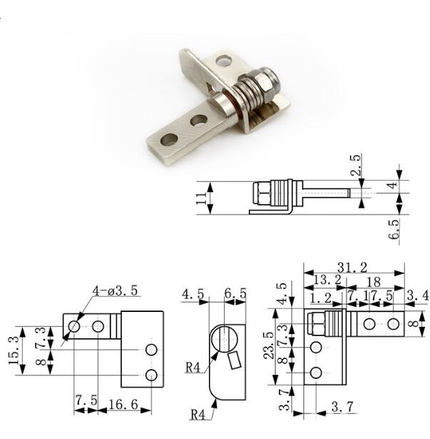FS6992 L-shaped small metal arbitrary stop damping torque hinge Adjustable torque shaft